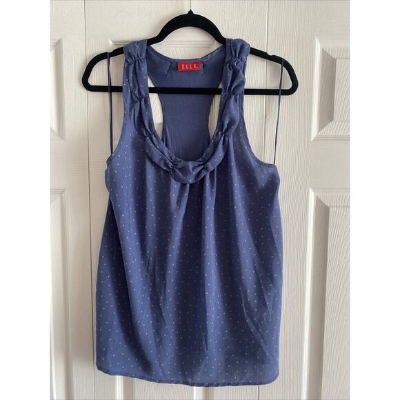 Elle Women's Medium Blue Sleeveless Top Polka Dot Corpcore - Picture 1 of 5